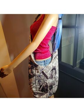 Jessica Simpson Y2K Glitter Newspaper  Crossbody Bag